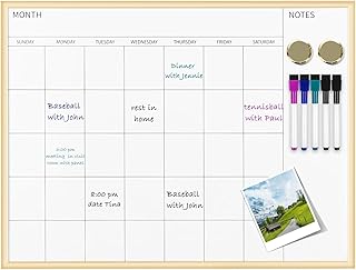 VUSIGN Calendar Whiteboard 17x13 Magnetic Dry Erase Board Wall Mount | Monthly Calendar for Home, Office, Cassroom and Fridge. Magnetic Surface, No Ghosting. Includes 2 Magnets and 5 Pens