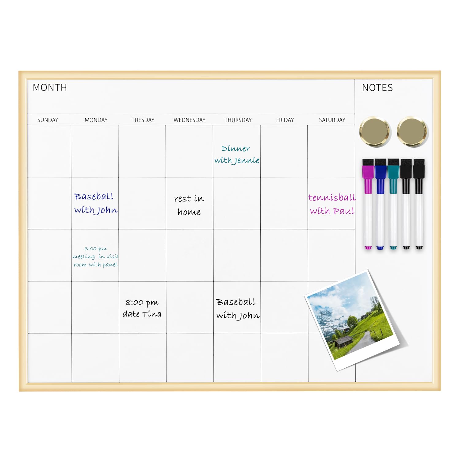 VUSIGN Calendar Whiteboard 17x13 Magnetic Dry Erase Board Wall Mount | Monthly C