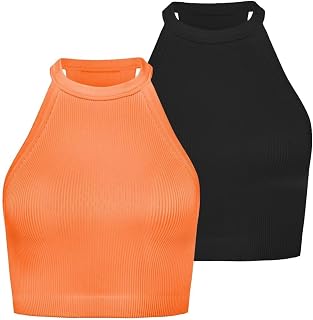 Sunzel Women's Sleeveless Ribbed Mock Neck Seamless Tank Top
