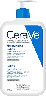 CeraVe Moisturizing Lotion for Normal to Dry Skin, Face & Body, 473mL | Light, Non-Greasy & Fast-Absorbing Formula with Hyaluronic Acid & Ceramides, Ideal for Normal to Oily Skin, Fragrance-Free