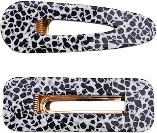 Stone Pattern Hair Alligator Clip Black White Minimalist French Barrette Hairpin for Women Acrylic Water Drop Shape Geometric Clip Elegant French Vintage Hair Accessories 2pcs