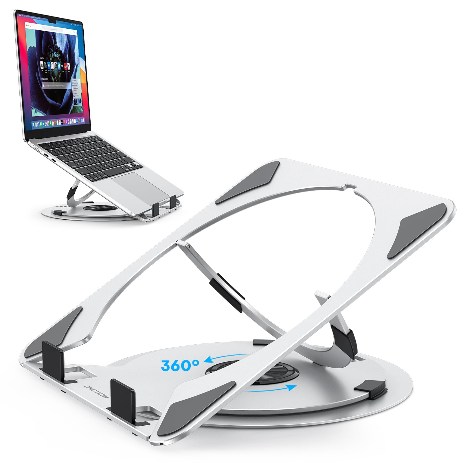 OMOTON Portable Laptop Stand for Desk, Ergonomic Computer Stand with 360° Rotati