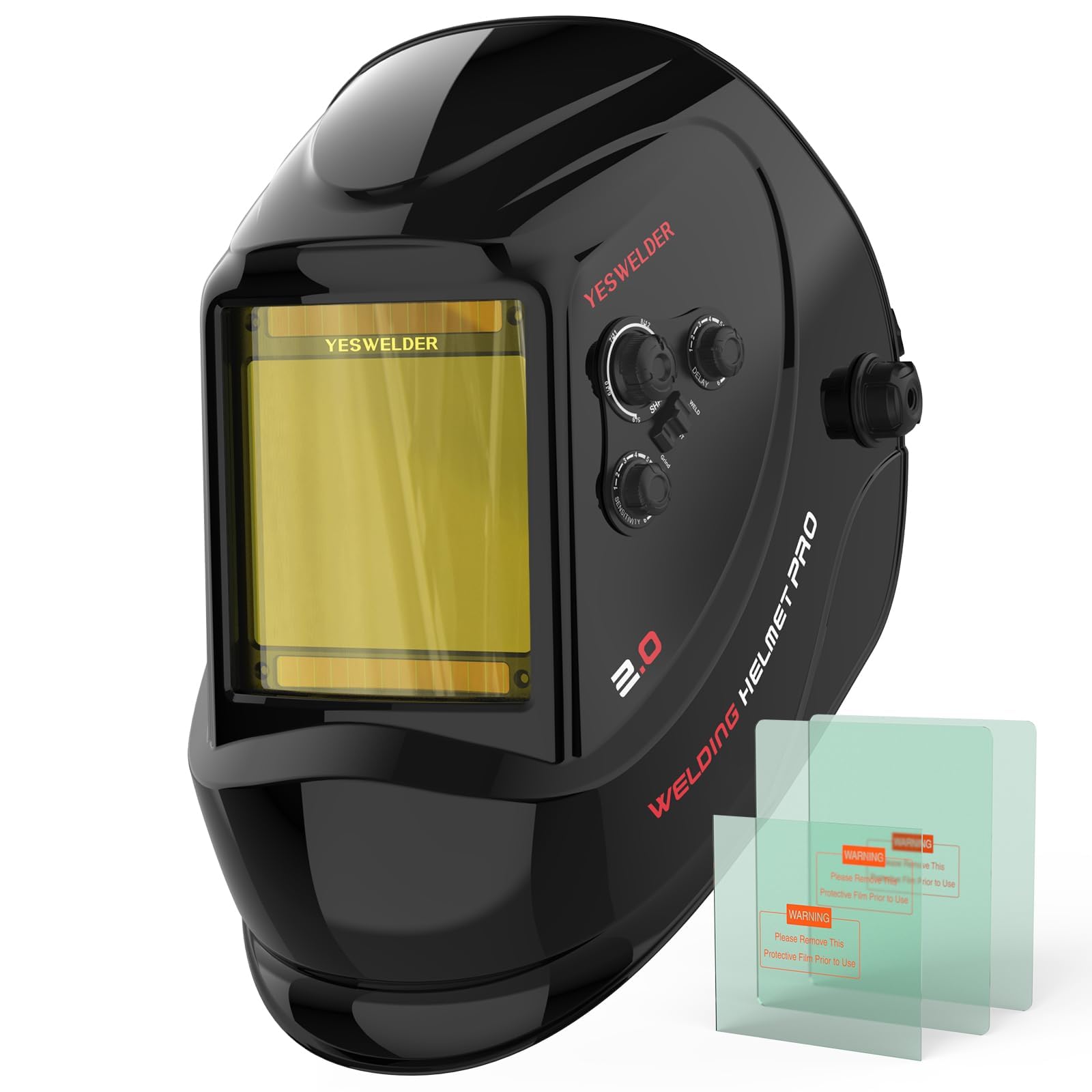 YESWELDER Auto Darkening Welding Helmet, Large View, LYG-M800H | 1/1/1/1 True Co