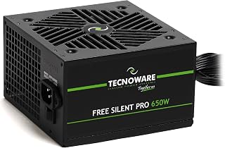 Tecnoware Power Systems Free Silent PRO 650 Power Supply for Advanced PCs with NVIDIA GeForce GTX - RTX Graphics Card, Silent Fan, PCI-E Connectors, CPU 4+4, SATA, Molex