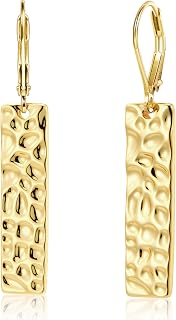 ALEXCRAFT 14K Goldplated/Silver Hammered Dangle Leverback Earring for Women
