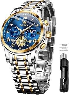 OLEVS Uomini Oro Argento Cronografo Orologio Quarzo Business Orologio Di Lusso in Acciaio Inox Stagnato Night Light Moon Phase