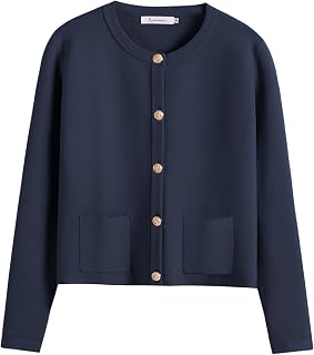 ANRABESS Women Striped Cardigan Sweaters Button Down Cropped Knit Lady Jackets Coat 2025 Fall Outfits Trendy Clothes