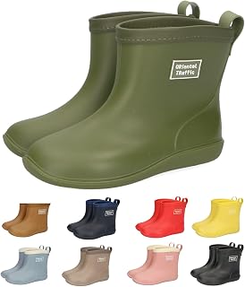 Oriental Traffic K-202 Kids' Rain Short Boots, Waterproof, 5.9 - 8.7 inches (15 - 22 cm), Lightweight, Rain, Easy to Walk in, Boys and Girls