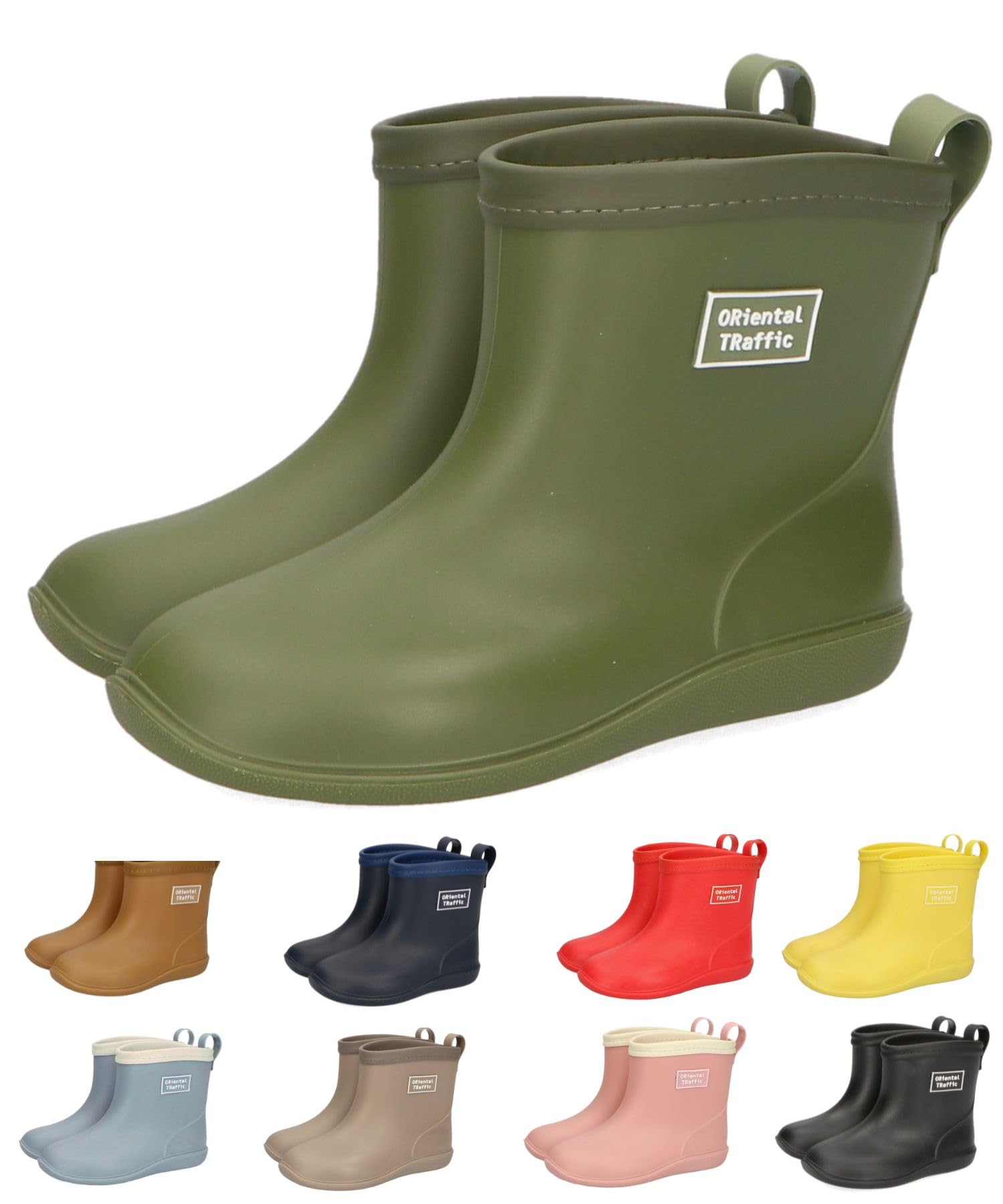 Oriental Traffic K-202 Kids' Rain Short Boots, Waterproof, 5.9 - 8.7 inches (15 