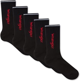 Wrangler Men’s Cushioned Sport Socks | Pack of 5 Running Socks for Men | Breathable Cotton Blend | Mens Socks for Everyday Comfort | Crew Length