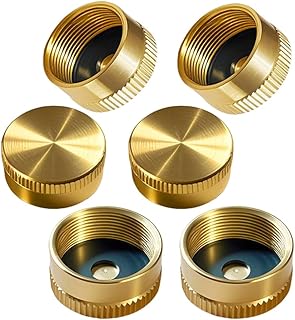 6Pcs Solid Brass Propane Tank Cap, for Refillable Propane Cylinder 1LB | Refill Propane-Bottle Cap for Camping/BBQ/Heater/RV, Leak-Proof Seal with Rubber Washer, Protect Threads,
