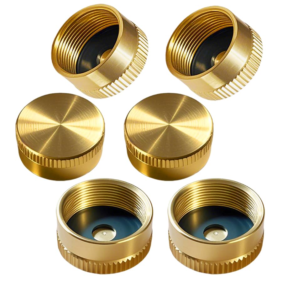 6Pcs Solid Brass Propane Tank Cap, for Refillable Propane Cylinder 1LB | Refill 