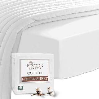 Pizuna 100% Cotton Single Fitted Sheet White 400 Thread Count