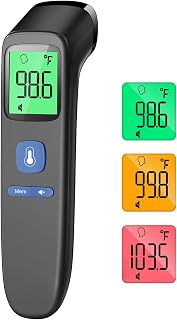 Non-Contact Forehead Thermometer for Adults and Kids, 1 Second Result | Accurate Reading with Large Display, Mute Mode, Memory Recall, Fever Alarm, Easy to use for Home & Hospital