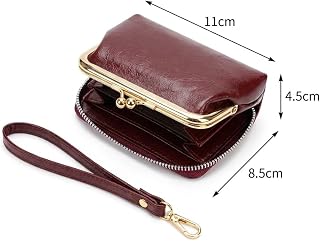 Ladies Classic Mini Wallet with Kiss Closure and Buckle, Gold Elements, Multi-Compartment Coin Purse and Card Holder, Assorted Colours, Compact, Classic