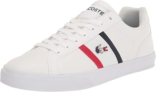 Lacoste Men's Lerond Sneaker, White/Navy/Red, 13