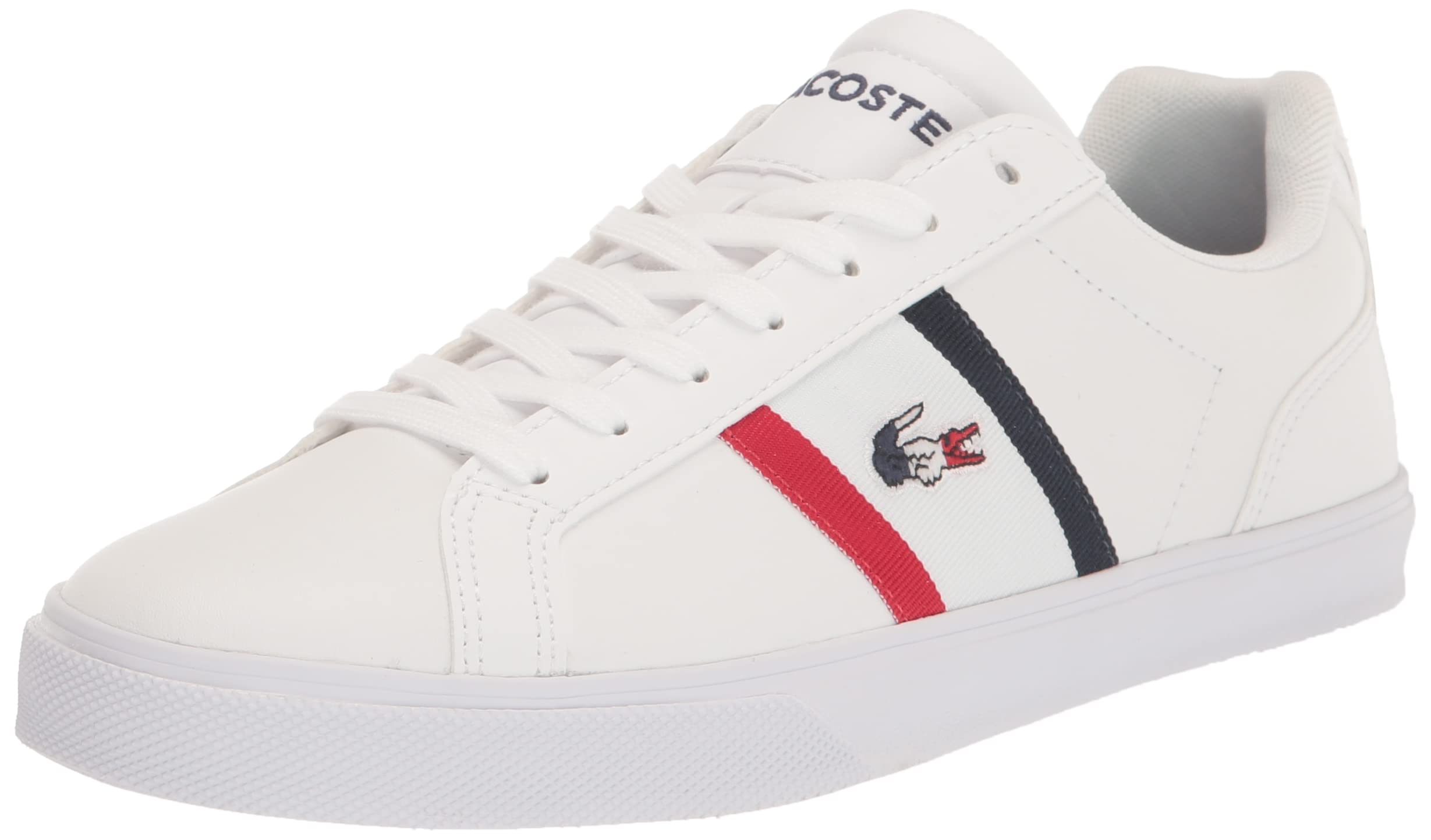 Lacoste Men's Lerond Sneaker, White/Navy/Red, 13