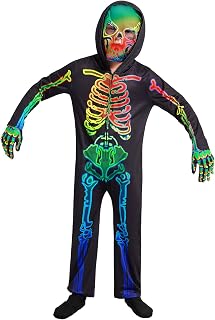 URMAGIC Kids Boys Girls Halloween Costumes Skeleton Jumpsuits Scary Hooded One-piece Skull Bodysuit Fancy Dress 3t 4t 5t 5-6 6-8 8-10 10-12 years