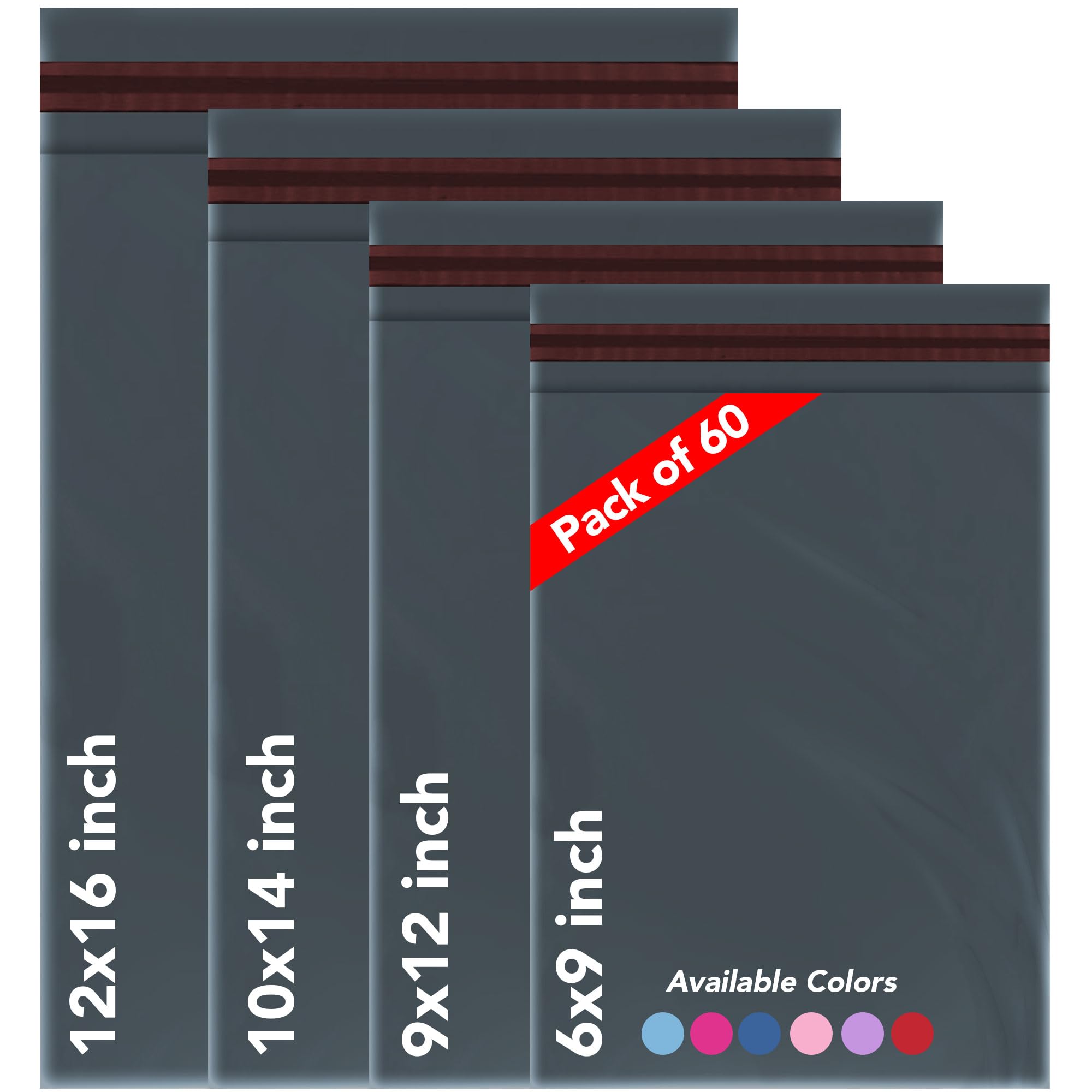 ISOUL 60 Mixed Size Mailing Bags, Self Seal Strong Waterproof Poly Plastic Envel