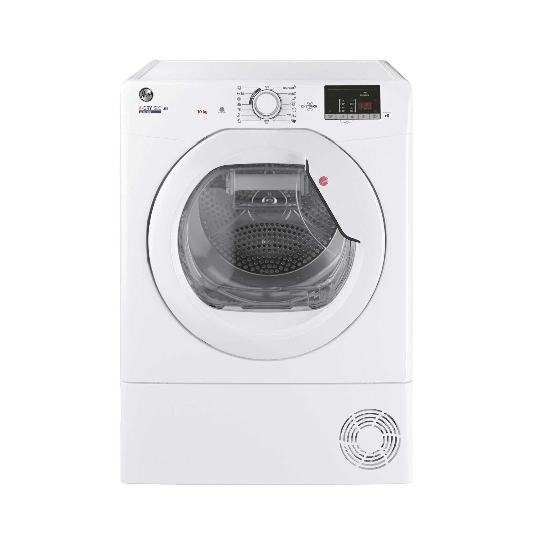 Hoover HLEC10DE H-Dry 300, 10kg, Condenser Tumble Dryer, Aquavision, White, Sens