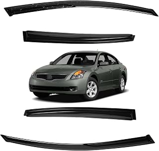 Tresvendu Window Visors for Nissan Altima 4 Door Sedan 2007 2008 2009 2010 2011 2012 Wind Deflector Sun Rain Guard Vent Weather Shields, Tape-on, Smoke, 4Pcs