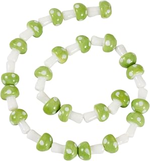 25Pcs Handmade Mushroom Shape Glass Beads Cute Forest Mushroom Vegetable Spacer Loose Beads for DIY Bracelets Necklaces Jewelry Keychain Lanyard ornaemnt 11.5~14.5*9~
