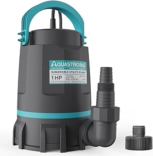 AQUASTRONG 1 HP Sump Pump 4500 GPH Submersible Water Pump for Water Removal | Thermoplastic Utility Pump High Flow Water Removal for Swimming Pool Garden Pond Basement Wells with 10ft Long Power Cord
