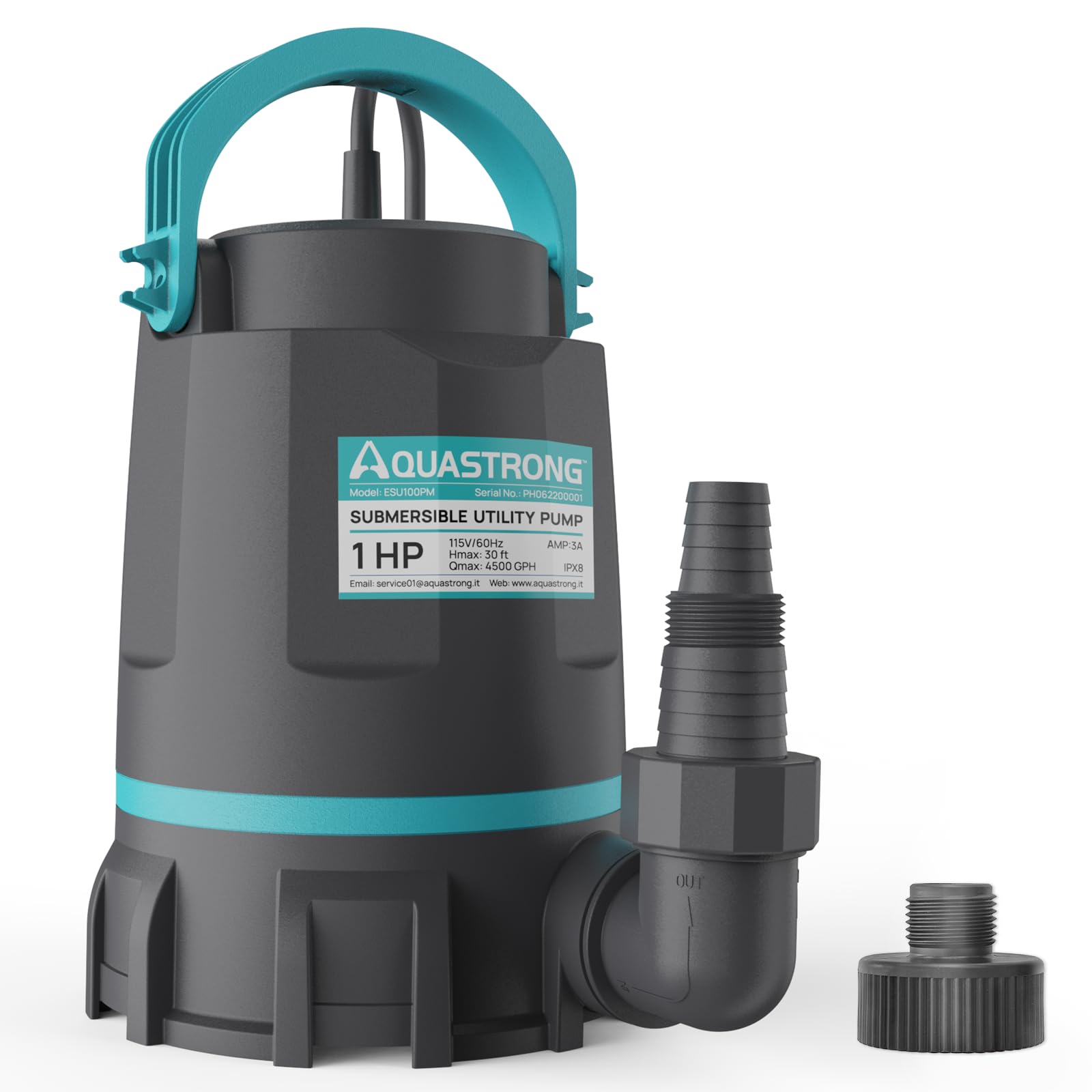 AQUASTRONG 1 HP Sump Pump 4500 GPH Submersible Water Pump for Water Removal | Th