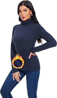 TAIPOVE Thermal Fleece Lined Turtle Neck Tops for Women Cotton Underwear