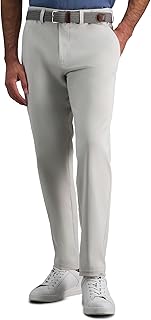 Haggar Men's Sport Travel Performance Straight Fit Flat Front Stretch Casual Pant