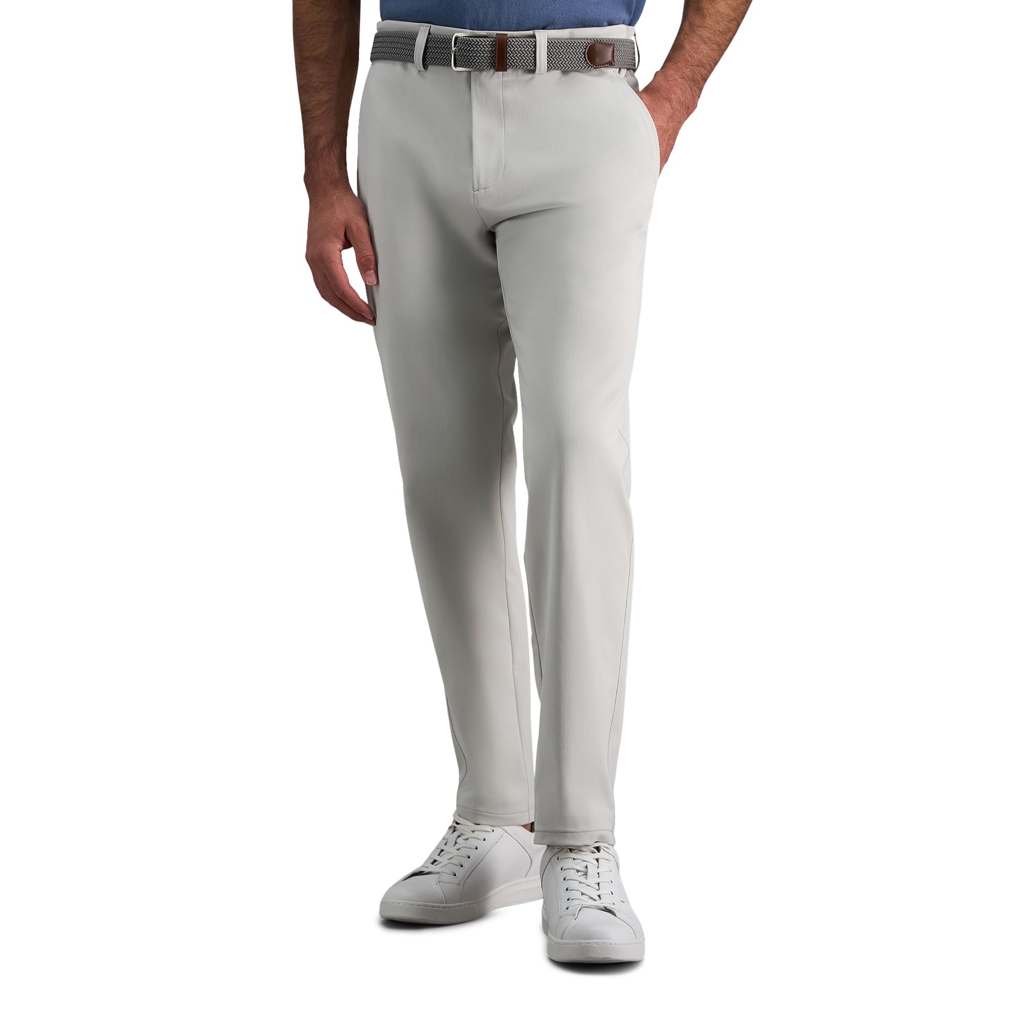Haggar Men's Sport Travel Performance Straight Fit Flat Front Stretch Casual Pan
