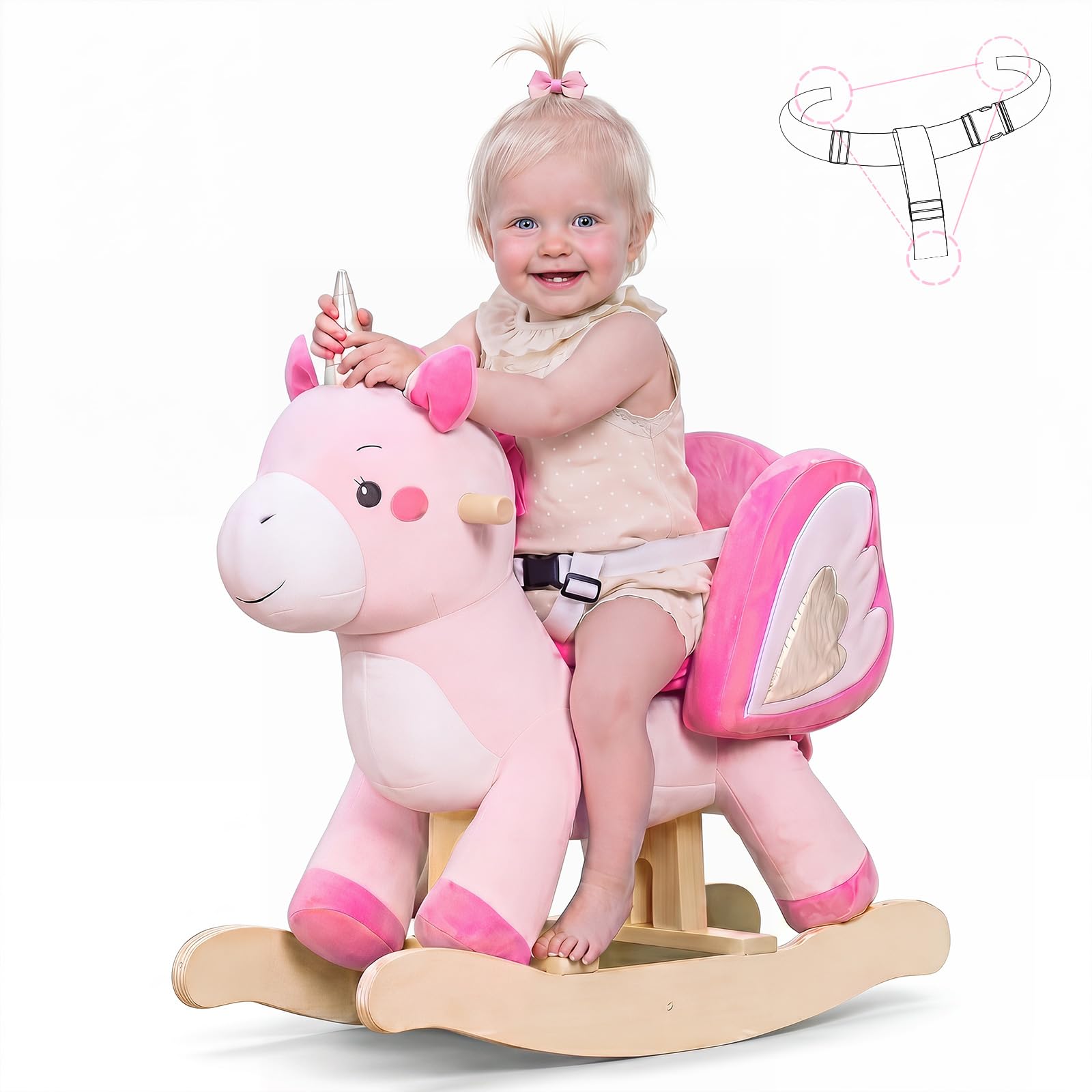 labebe - Baby Rocking Horse, Ride Unicorn, Kid Ride On Toy for 6 Month-3 Year Ol