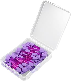 50pcs Double Sided Eyeshadow Sponge Applicators with Container Eyeshadow Brush Makeup Applicator Purple