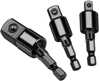 3PCS Impact Grade Socket Adapter Set, 1/4" 3/8" 1/2" Drill Converter for Impact Driver, 360° Rotatable Extension Bar, Power Tool Accessories Gift for Men