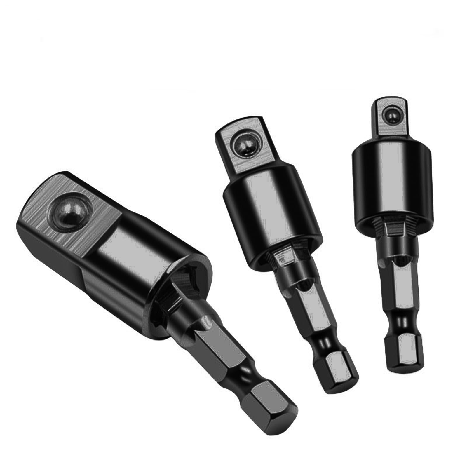 3PCS Impact Grade Socket Adapter Set, 1/4" 3/8" 1/2" Drill Converter for Impact 