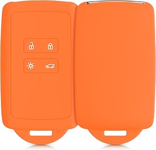 kwmobile Key Fob Cover for Renault 4-Button Smart Key (Keyless Go) Cover - Protective Car Key Case - Soft Anti-Slip Shell - Scratch Resistant - Fruity Orange