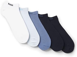 Five Pairs of Cotton Blend Logo Low Socks