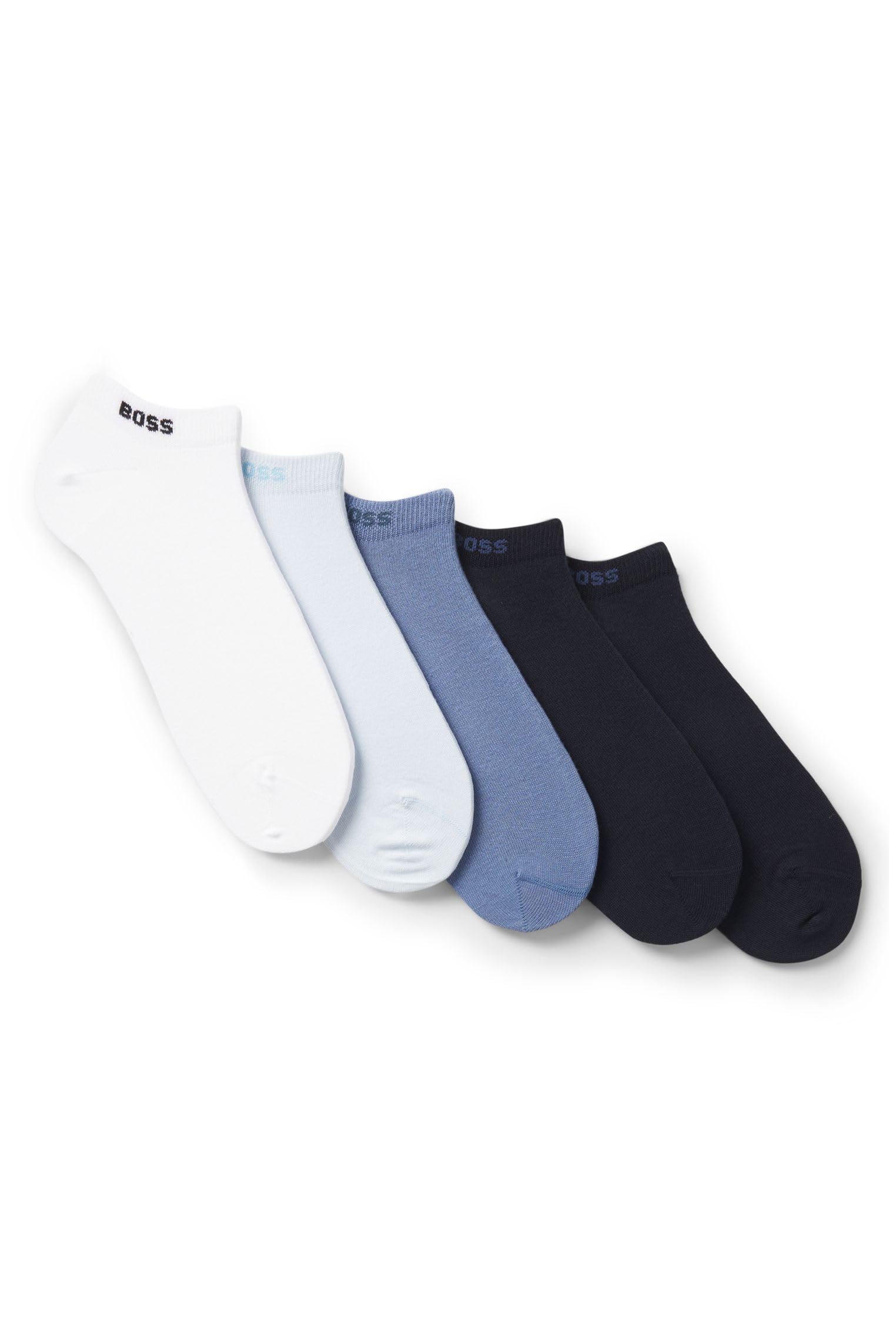 Five Pairs of Cotton Blend Logo Low Socks