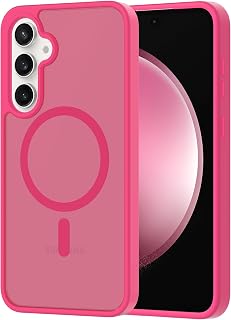 for Samsung Galaxy S23 FE Case Magnetic, Compatible with Magsafe 6.4 Inches Slim Fit Heavy Duty Protection Wireless Charging Skin-Feel Shockproof Anti-Slip TPU and PC Protective Phone Cover, Red