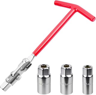 SZSIQI 1 Pcs Spark Plug Socket Wrench with 3 PcsSpark Plugs Sockets 16mm/18mm/21mm, T-Handle Spark Plug Removal Tool for Car, Motorcycle, ATV, Lawn Mowers