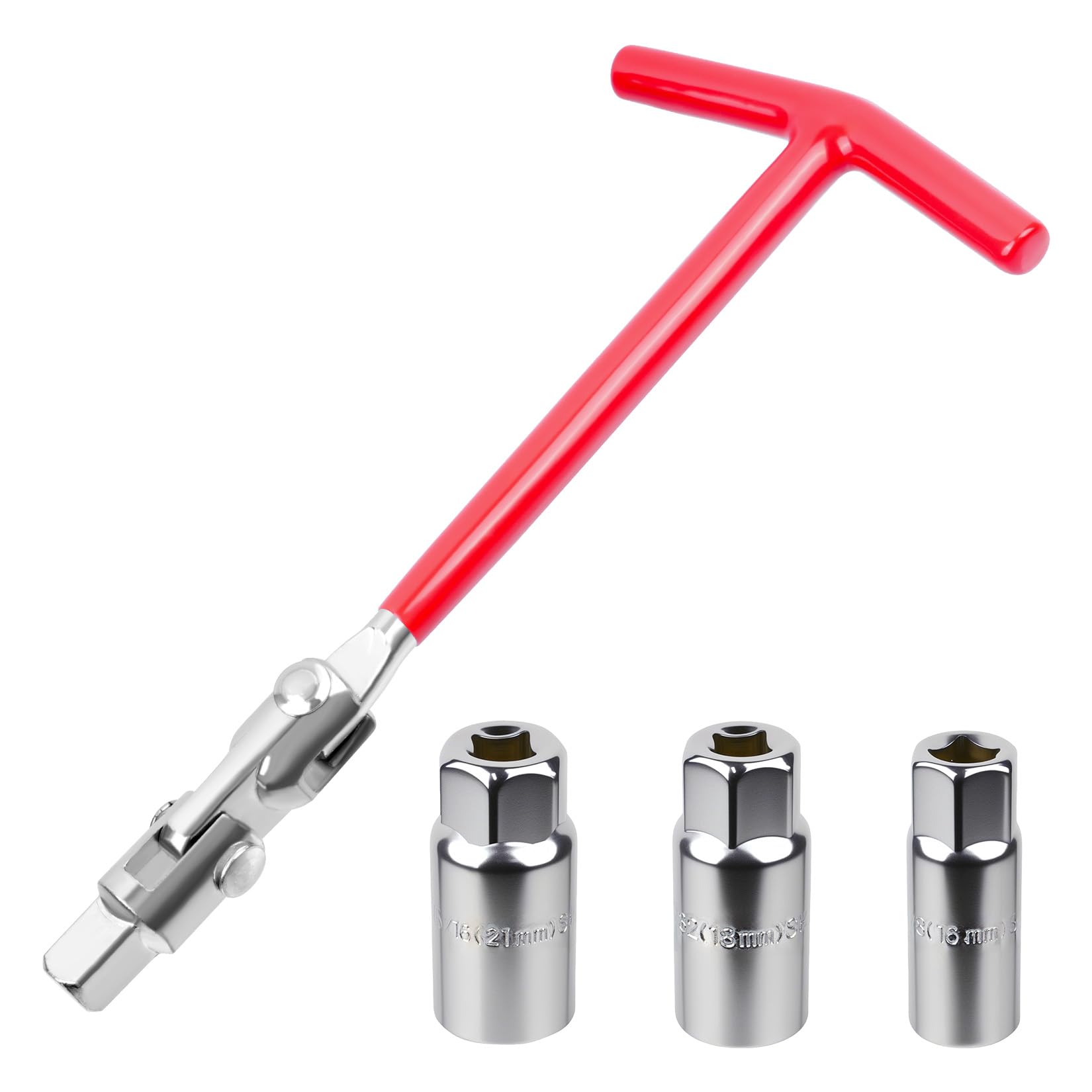 SZSIQI 1 Pcs Spark Plug Socket Wrench with 3 PcsSpark Plugs Sockets 16mm/18mm/21