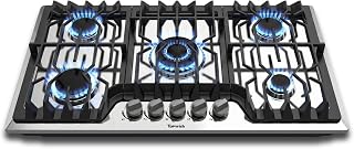 TOPWISH 36 Inch Gas Cooktop, 5 Burners Built-in Gas Stove Propane Cooktop | NG/LPG Convertible Stainless Steel Drop-in Natural Gas Stove Top with Thermocouple Protection for Kitchen RV Apartments