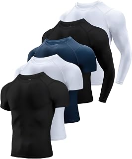 Niksa 2 Pieces Fitness T-Shirts Compression Sports Clothing Long Sleeve Men for Running, Exercise, Gym