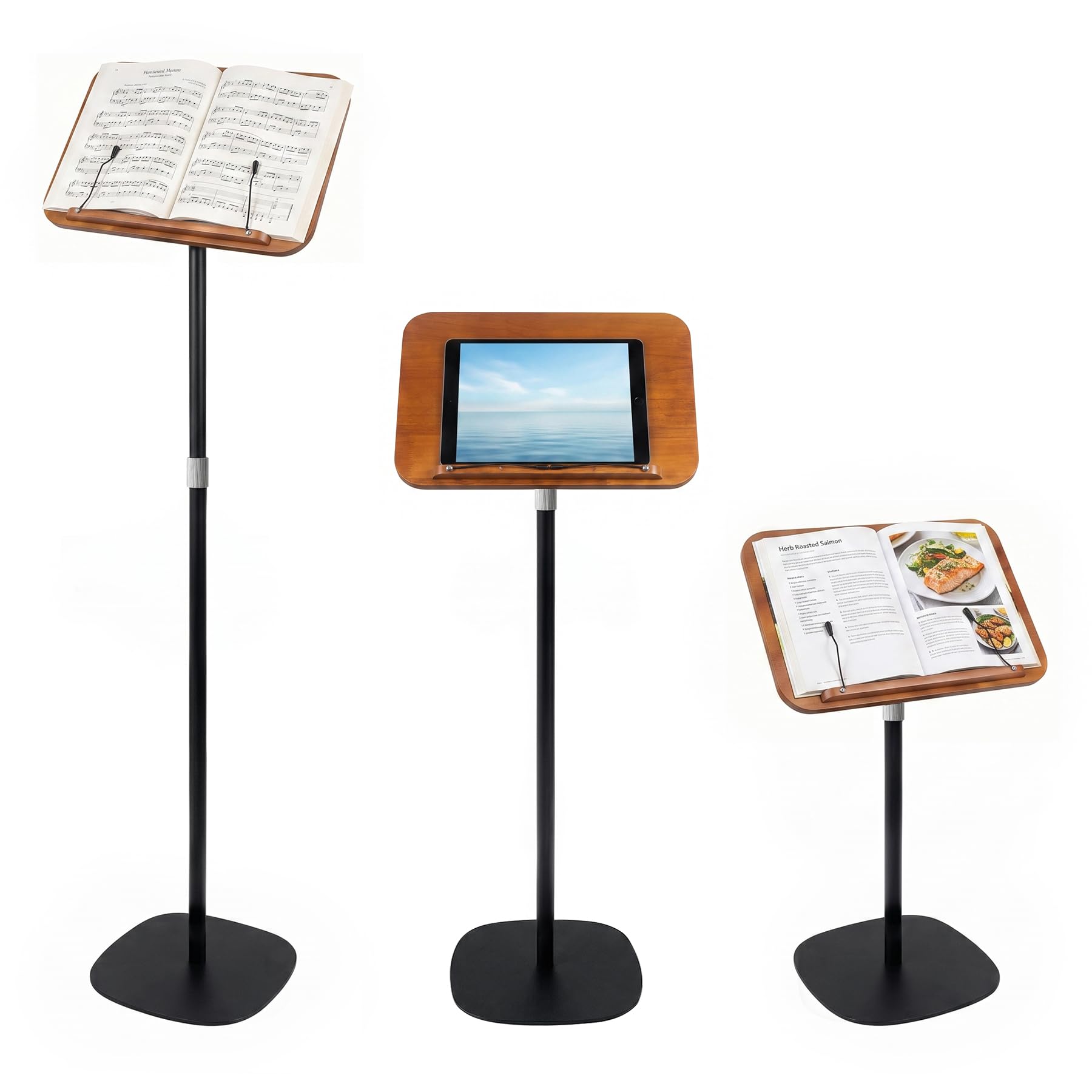 Rivosar Music Stands for Sheet Music, Adjust Height 60cm to 140cm, Black | 180°T