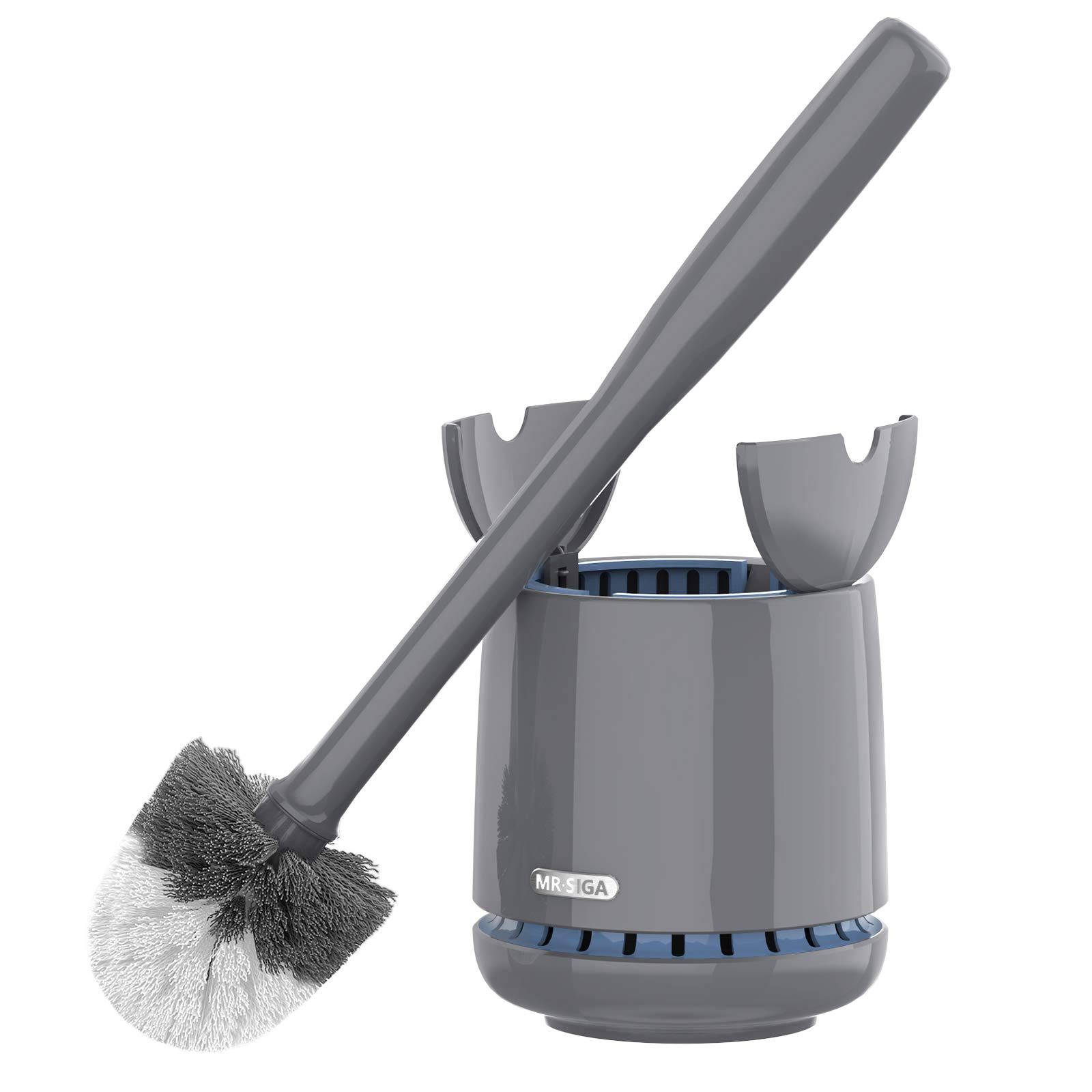 MR.SIGA Toilet Bowl Brush and Holder, Sturdy Long Handle, grey, 1 Pack
