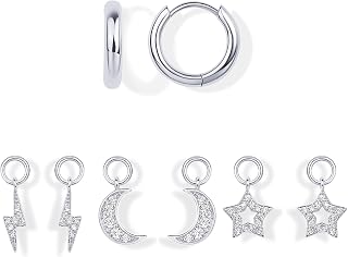 PAVOI 14K Gold Plated Mix & Match Charms Dainty Huggie Earrings for Women