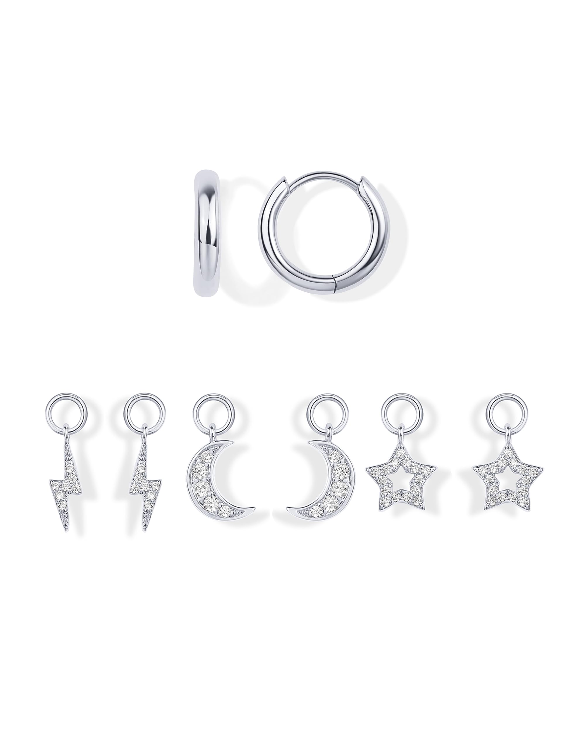 PAVOI 14K Gold Plated Mix & Match Charms Dainty Huggie Earrings for Women