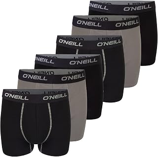 O'Neill Men's Boxer Shorts, Pack of 6, Cotton, Plain Sports Boxers, Men's Basic Trunks, Underwear, Underwear, Without Fly, Black, Red, Blue, M, L, XL, XXL
