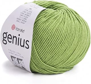 YarnArt Genius Soft Cotton Blend Yarn, 1 Pack (1.76 oz / 174 Yds) | 55% Cotton 45% Acrylic Craft Yarn, 174 Yds Each for Amigurumi, Crochet, Knitting & Baby Items