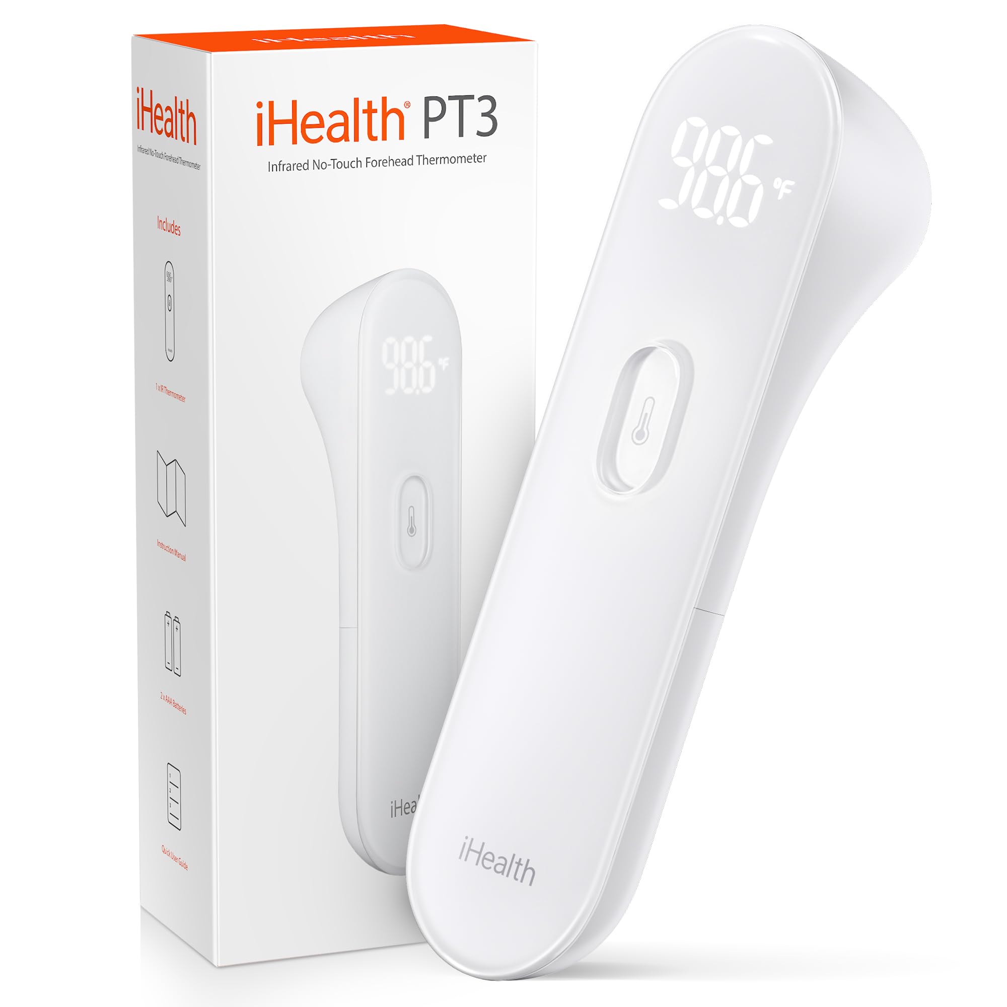 iHealth No-Touch Forehead Thermometer for Adults, Kids, Babies PT3 | 1s Fast Acc